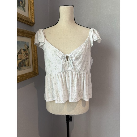Hollister Tops - Hollister Floral Peasant Top XL Cottagecore Milkmaid Babydoll Tie Front Cutout